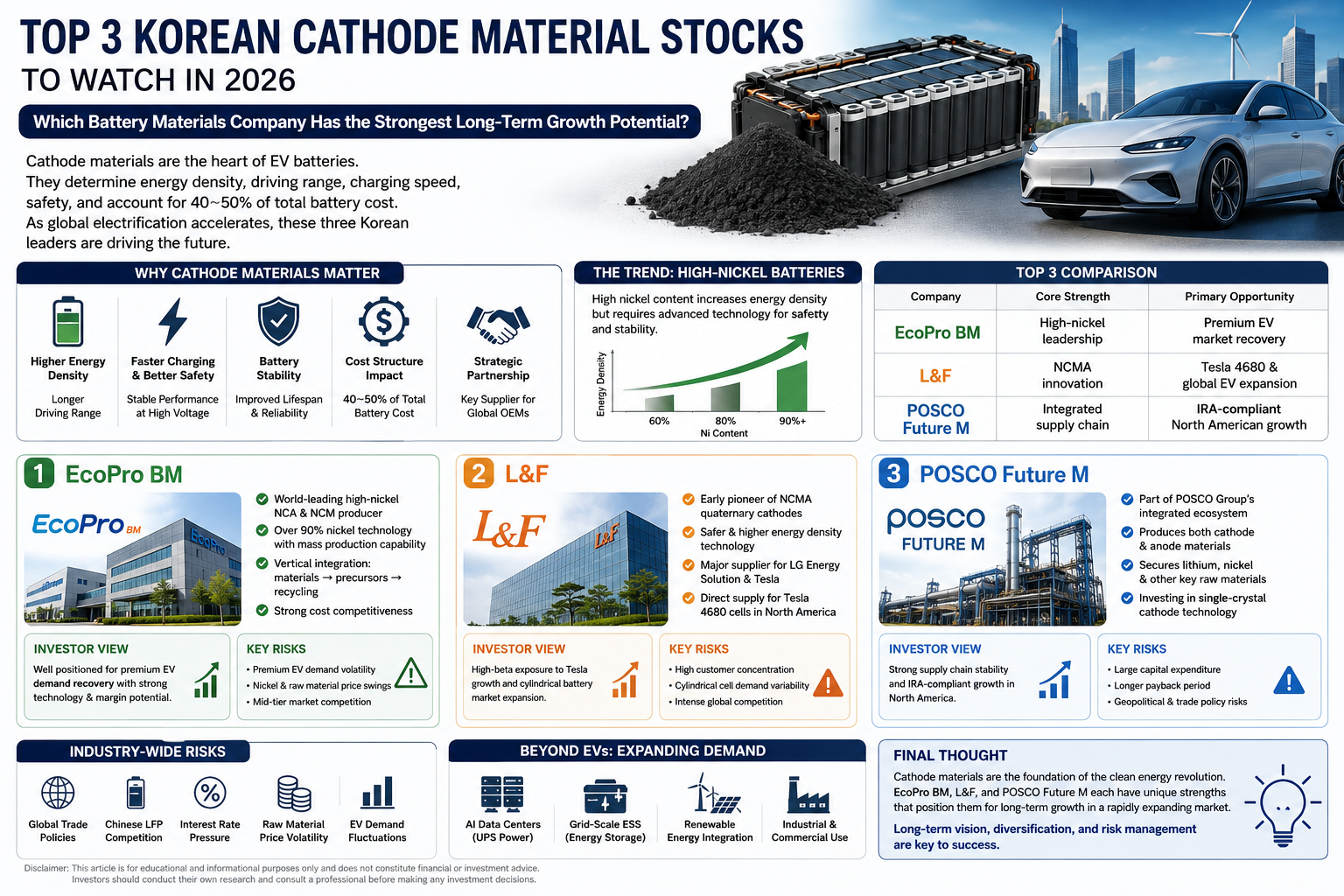 Best EV Battery Material Stocks: Analyzing Korea’s Top Cathode Manufacturers