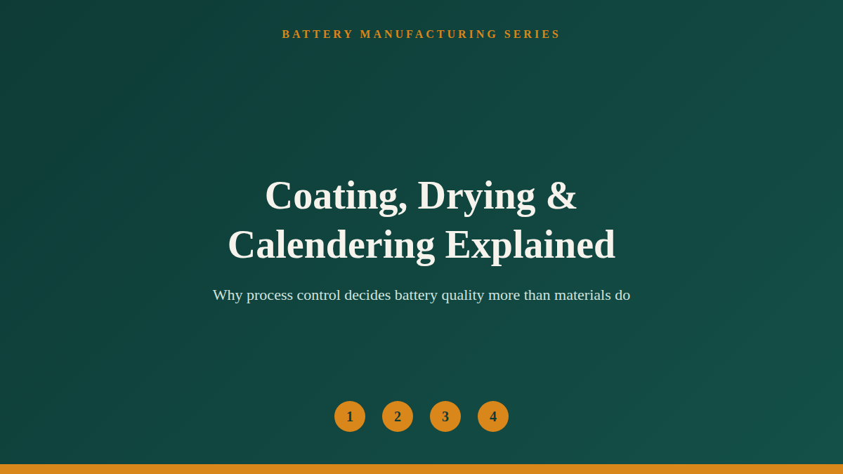 Battery Electrode Manufacturing : Coating, Drying and calendering explained