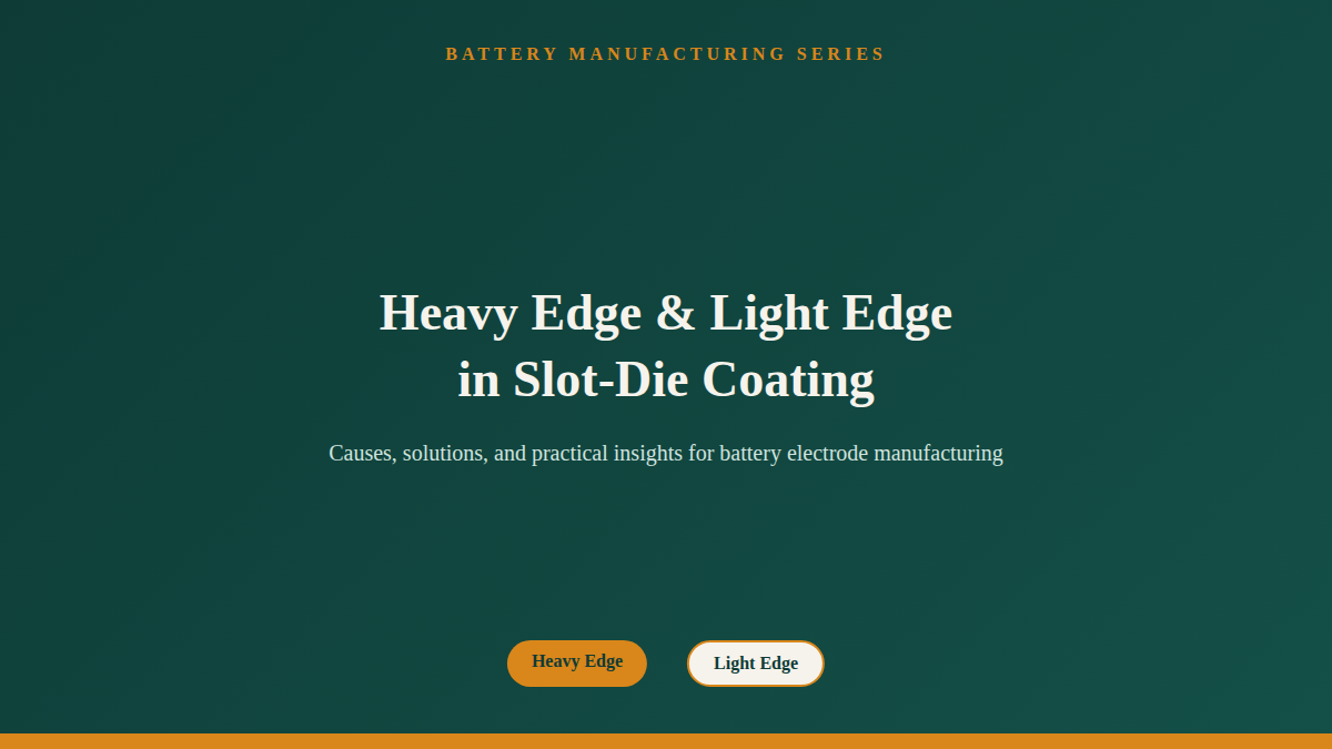 Heavy Edge and Light Edge in Battery Electrode Slot-Die Coating: Causes, Solutions, and Practical Manufacturing Insights