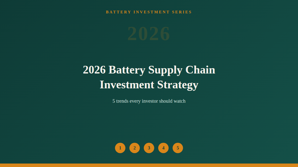 2026 Battery Supply Chain Investment Strategy: 5 Trends Every Investor Should Watch